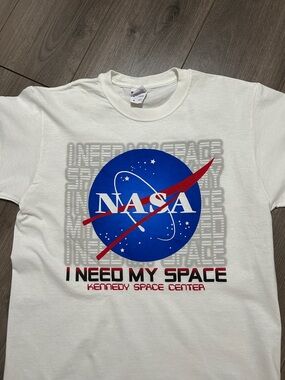 Jerzees White NASA 'I Need My Space' Graphic Tee with Blue & Red Logo